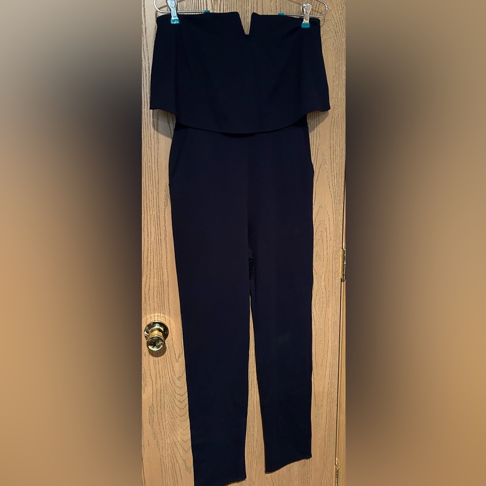 Fraiche by J Elegant Navy Blue Strapless Jumpsuit Size Small